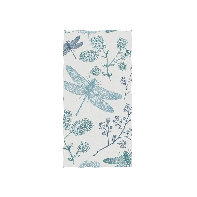 senya Blue Dragonfly Hand Towel Ultra Soft Luxury Towels for Bathroom 30"x15" - Image 1